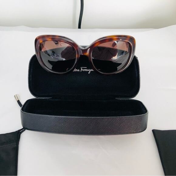 Salvatore Ferragamo Tortoise & Gold Sunglasses Case Dust Bag & Cloth Retail $475 main image 13